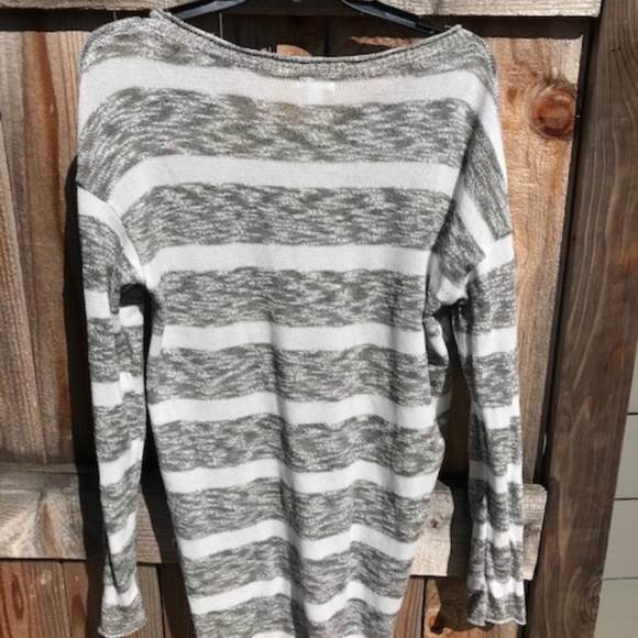 Nordstrom BP Grey and Cream Striped Sweater, hi-lo - Picture 2 of 5